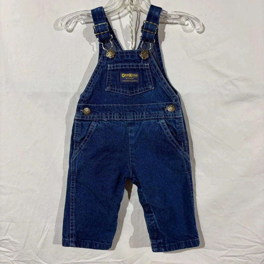 Vintage Oshkosh B'Gosh Infant Baby‎ Denim Overalls Size 3-6 Months Made in USA
